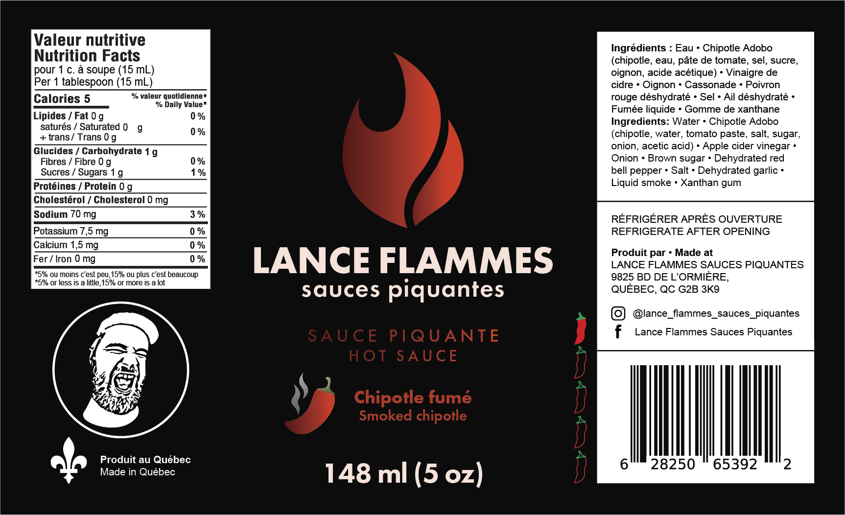 Étiquette Sauce Chipotle Fumé