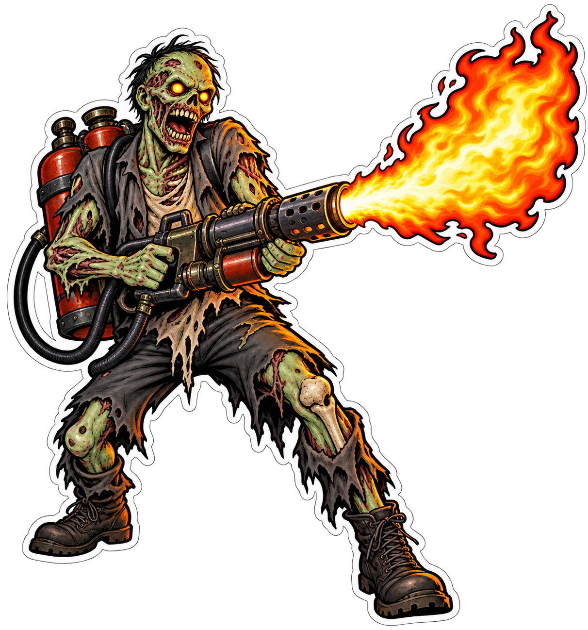 Autocollant Lance Flammes — Zombie lance-flammes
