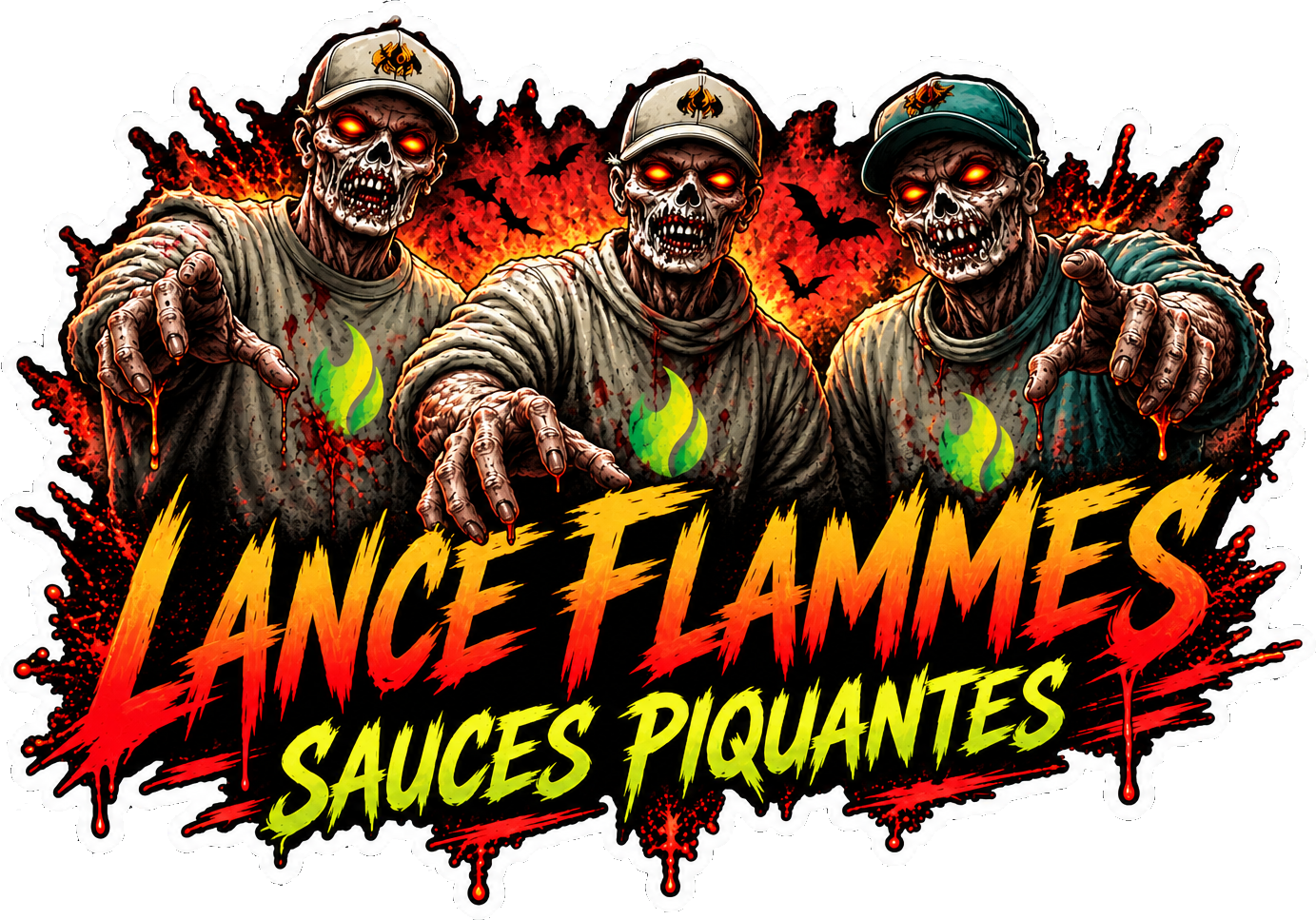 Autocollant Lance Flammes — Trio de zombies